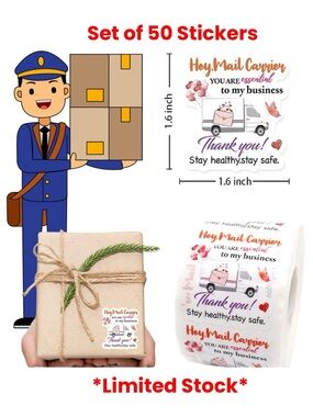 Set of 50 Mail Carrier Thank You Stickers Resellers Shipping Supplies